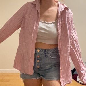 pink and white striped button down blouse